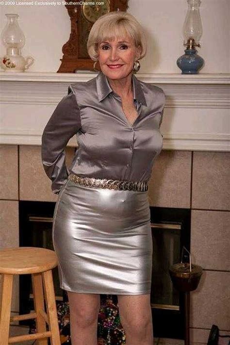Pin By Michael Guglielmini On Shiny Old Lady In Satin Blouse Mature Women Sexy Older Women