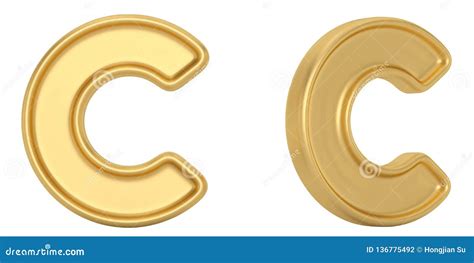 Letter C From Gold Solid Alphabet Isolated On White Background 3d