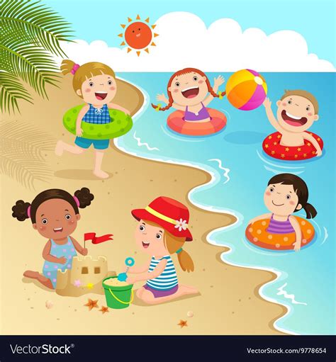 Group Of Kids Having Fun On The Beach Download A Free Preview Or High