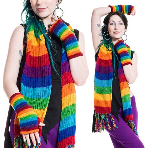 Warm And Cozy 100 Wool Rainbow Coloured Scarf Altshop Uk