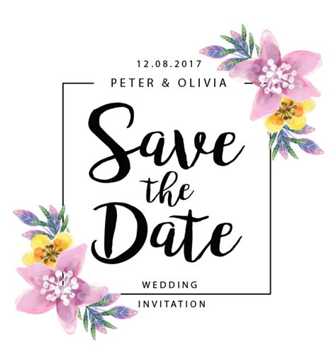 Download Flowers Wedding Date The Save Border Hq Png Image Freepngimg