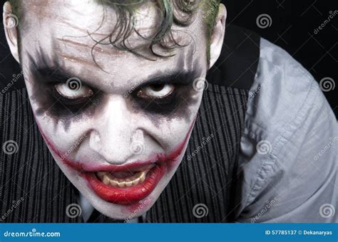 Dark Creepy Joker Face Stock Image Image Of Clown Fantasy 57785137