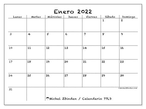 Calendario Enero De 2022 Para Imprimir “77ld” Michel Zbinden Es