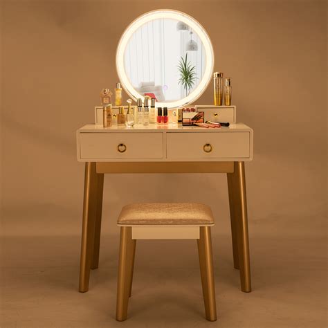 Urhomepro Makeup Vanity Table Wooden Vanity Set With