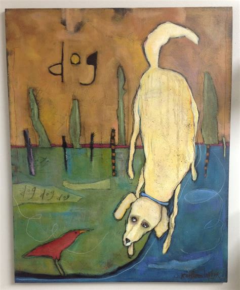 Dog And Robin Acrylics And Collage On Canvas Dog Artist Intuitive Art