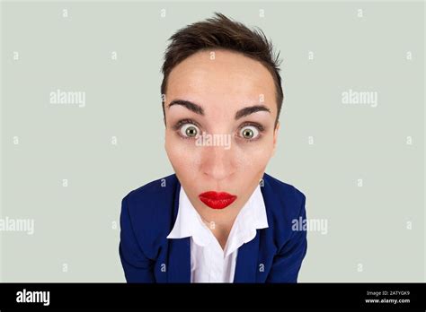 Funny Shock Closeup Portrait Head Shot Business Woman Employee Funny