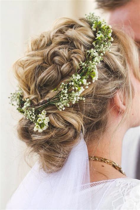 Boho Braided Twisted And Fishtail Wedding Up Do With Baby