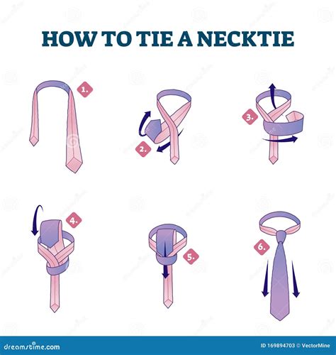 How To Tie A Necktie Explanation Steps Stock Vector Illustration Of