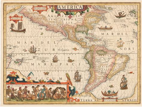 Antique Map Western Hemisphere By Hondius New