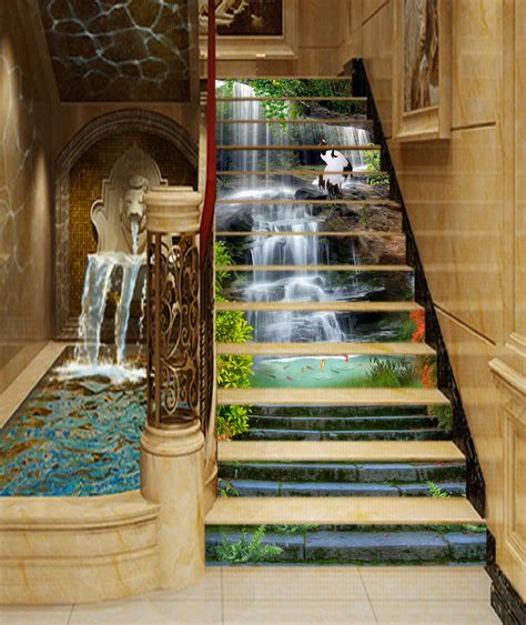 3d Waterfall Water Stair Risers Decoration Photo Mural Vinyl Decal