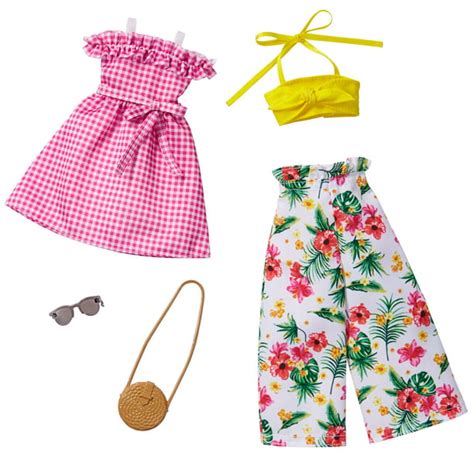 Barbie Fashions 2 Pack Clothing And Accessories Set Includes Floral Pants Doll Clothing Walmart
