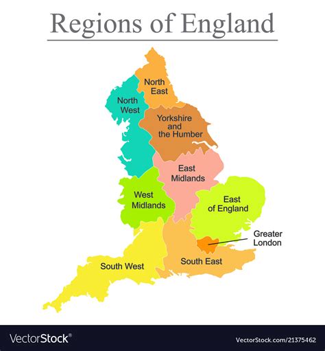 Map of map of roman britain about ad 369 showing the provinces of britannia prima, flavia caesariensis, britannia secunda, maxima caesarensis, and valentia. Colorful map of england with outline on white Vector Image