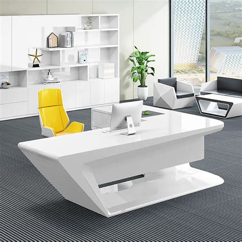 Modern L Shaped Desk With Storage In Mdf And Metal White Computer Desk