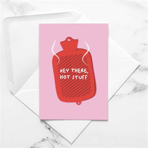 funny valentine card hey there hot stuff by paperjam print co