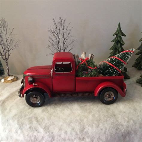 Farmhouse Red Truck Christmas Vintage Style Red Truck With Etsy