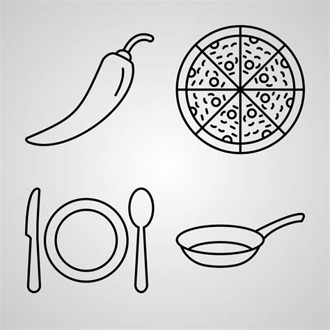 Outline Food Icons Isolated On White Background 2534455 Vector Art At