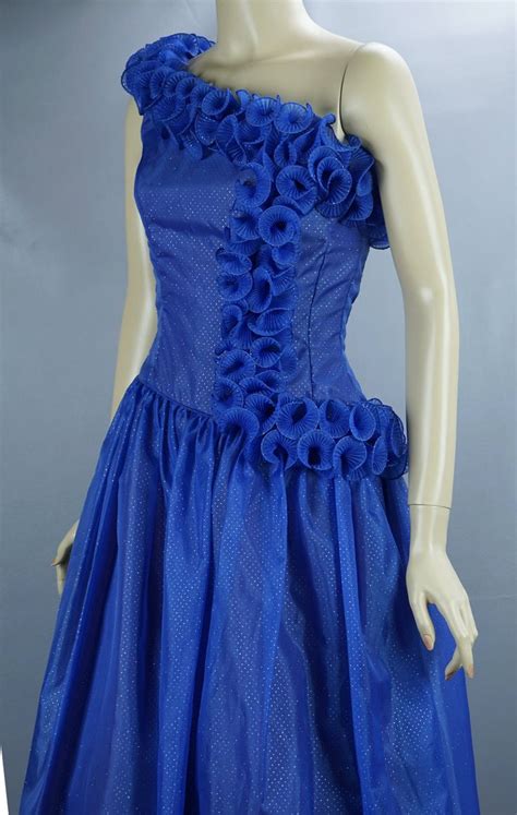 vintage 80 s royal blue one shoulder formal dress by mike benet shop thrilling tea length