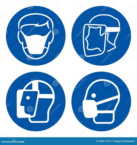 Face Shield And Mark Protection Symbol Signvector Illustration