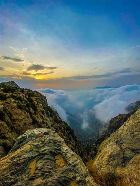 A Mountain Peak That Hugs The Clouds In Nimas Saudi Arabia It Was A