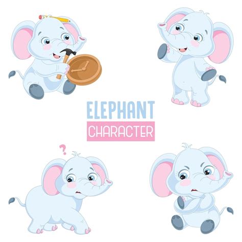 Illustration Vectorielle Des éléphants De Dessin Animé Vecteur Premium
