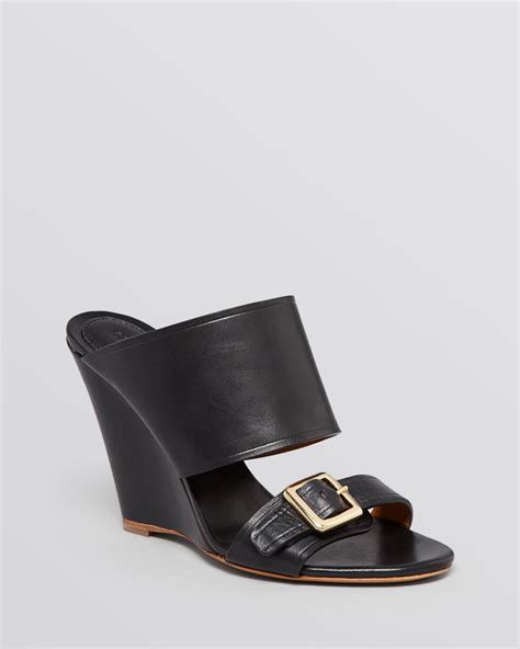 Chloé Double Strap Slide Wedge Sandals In Black Lyst