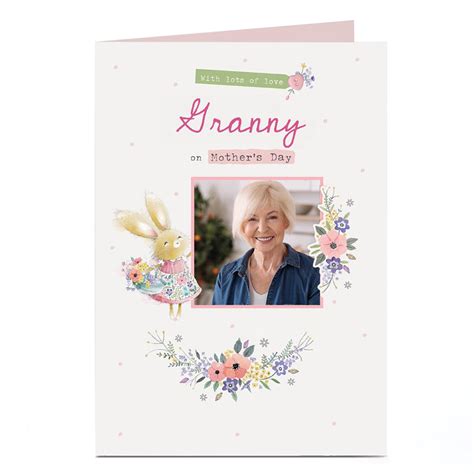 Buy Personalised Mothers Day Card Bunny With Basket Of Flowers