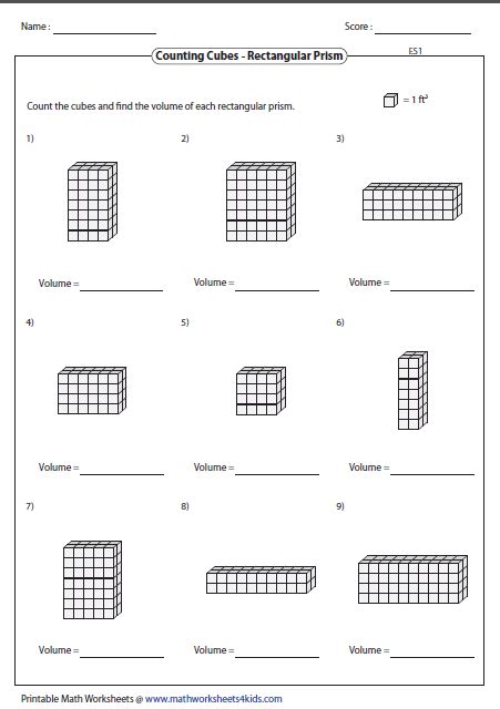 Volume Worksheet 5th Grade