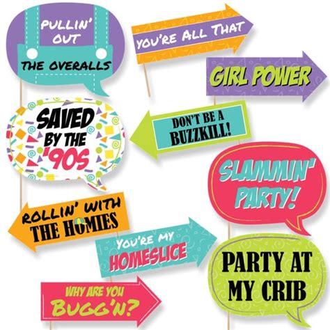 Funny 90s Throwback Party Photo Booth Props 1990s Party Photo Booth Prop Kit I Love The 90s