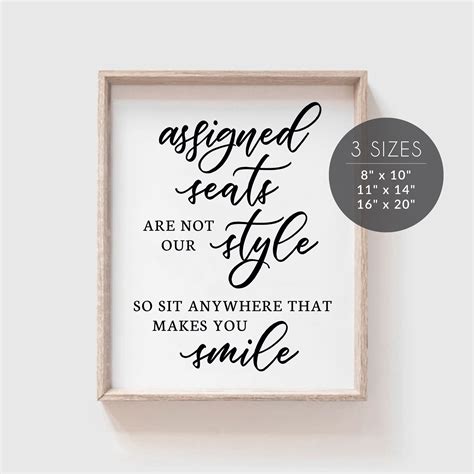 Printable Assigned Seats Are Not Our Style Sign No Seating Etsy