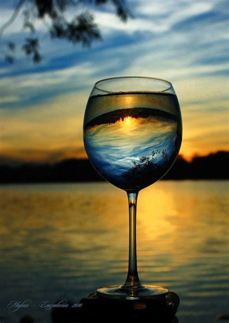 The Was The Sunset Looks Through This Wine Glass Rpics