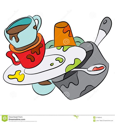 Cartoon Dirty Dishes Vector Illustration 57498342