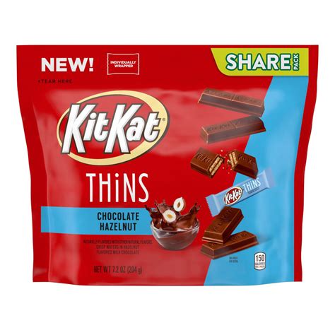 Kit Kat® Thins Hazelnut Flavored Milk Chocolate Wafer Candy Bars Individually Wrapped 72 Oz