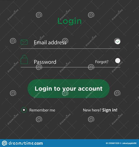 Web Login Form Template Element Page Design Stock Vector