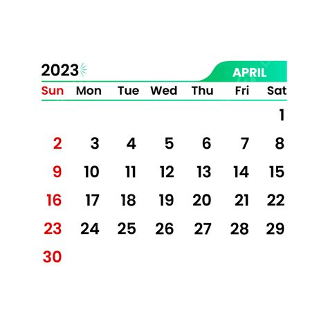 April 2023 Transparent Calendar Vector Images April 2023 Calendar
