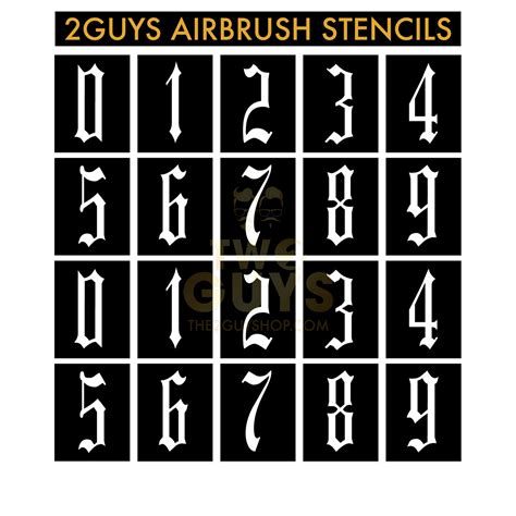 Old English Number Airbrush Stencils 2guys Nail