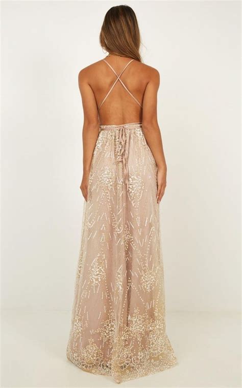 New York Nights Maxi Dress In Gold Showpo Senior Prom Dresses Gala