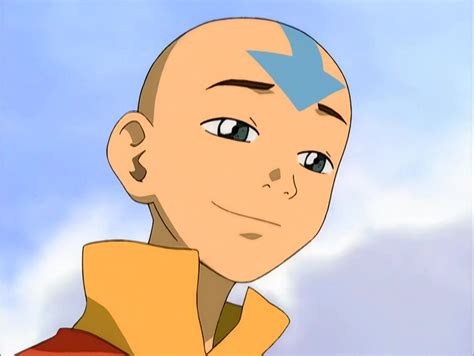 Avatar Aang Squinting His Eyes In Happiness As He Arrives At The