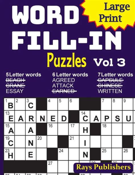 Large Print Word Fill In Puzzles 3 By Rays Publishers
