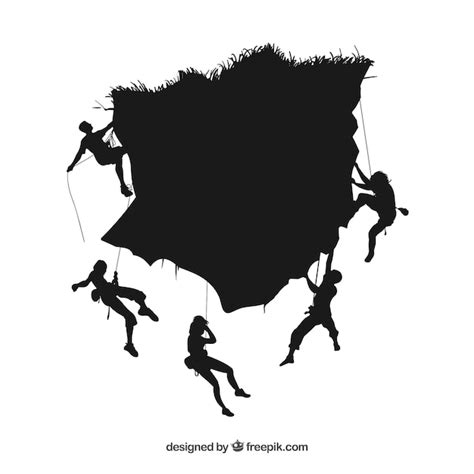 People Climbing Mountain Vector Silhouettes Vector Free Download