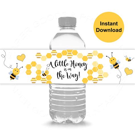 Bee Water Bottle Labels Sweet As Can Bee Baby Shower Labels Etsy