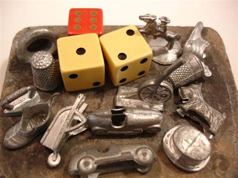 13 Vintage Monopoly Board Game Pieces And 3 Dice Etsy Monopoly