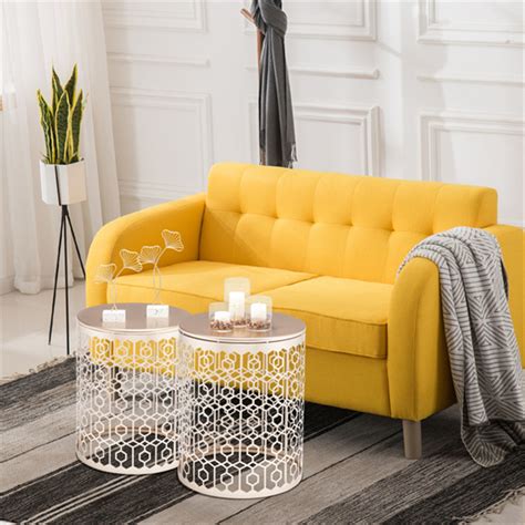Round Nesting Coffee Table Small Round End Table Set Of 2 Modern