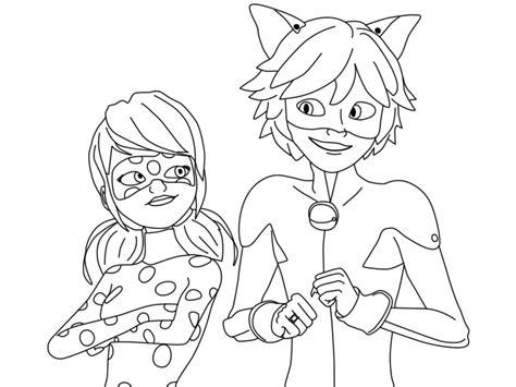 Dibujos para colorear de ladybug y cat noir