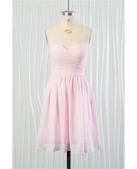 Simple Blush Pink Beach Bridesmaid Dress Short In Chiffon Fn6908