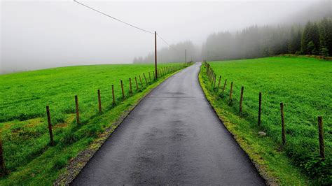 1920x1080 1920x1080 Road Field Fog Fence Coolwallpapersme
