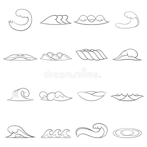 Waves Icon Set Outline Stock Vector Illustration Of Isolated 238830630