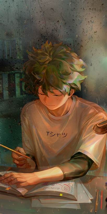 Homework Izuku Midoriya Anime Boy Hair Background
