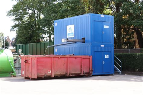 The plate package of the unit has a projected surface of 60 m² and treats up to 30 m³/h. Containerized solution - fixed | Novotec