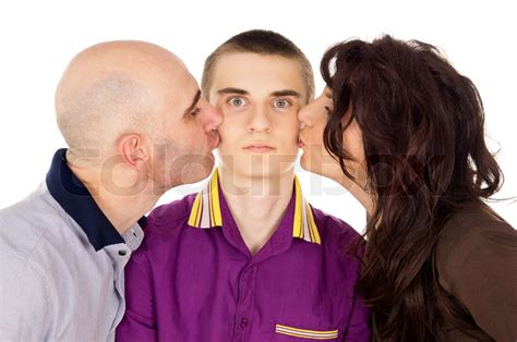 Father And Mother Kissing Her Son Stock Image Colourbox