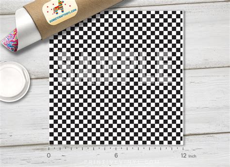 Black And White Checkerboard Printed Siser Htv Oracal Adhesive Craft